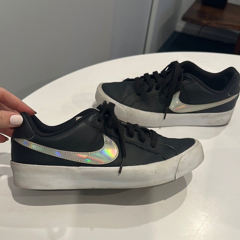 Nike Black Sneakers with Holographic Swoosh